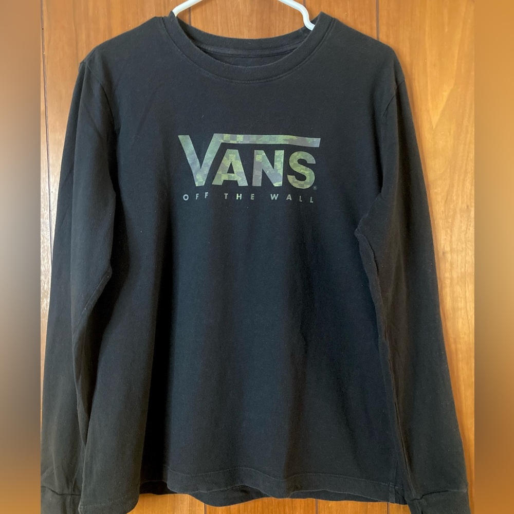 Mens Vans Long Sleeve Tee with Camo Logo
